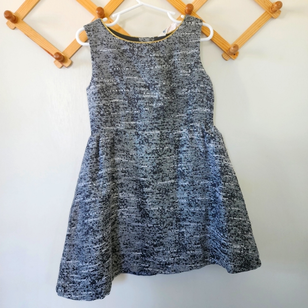 H&M size 4-5y black and white tweed bow sleeveless UGC